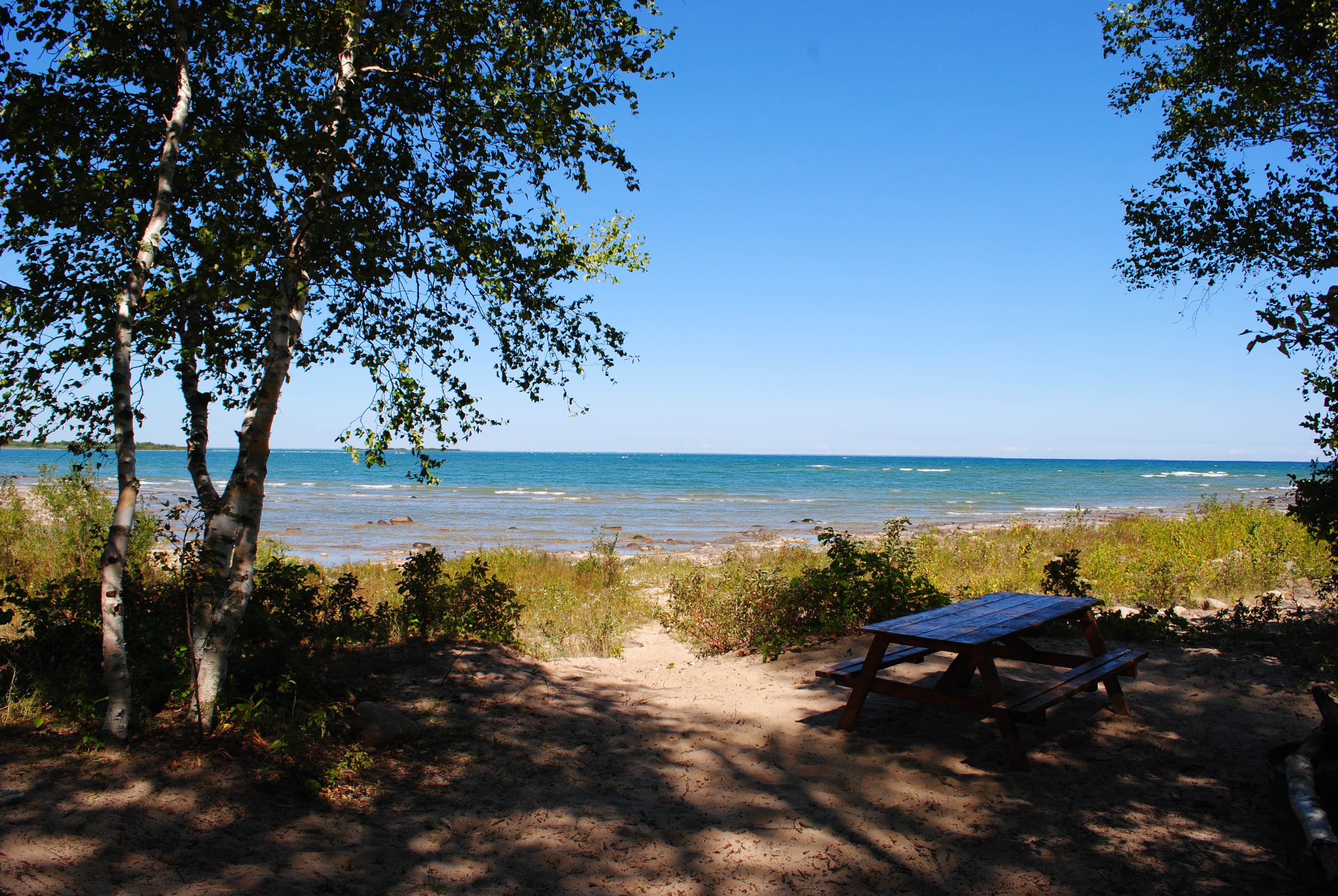Negwegon State Park remote shoreline in spring