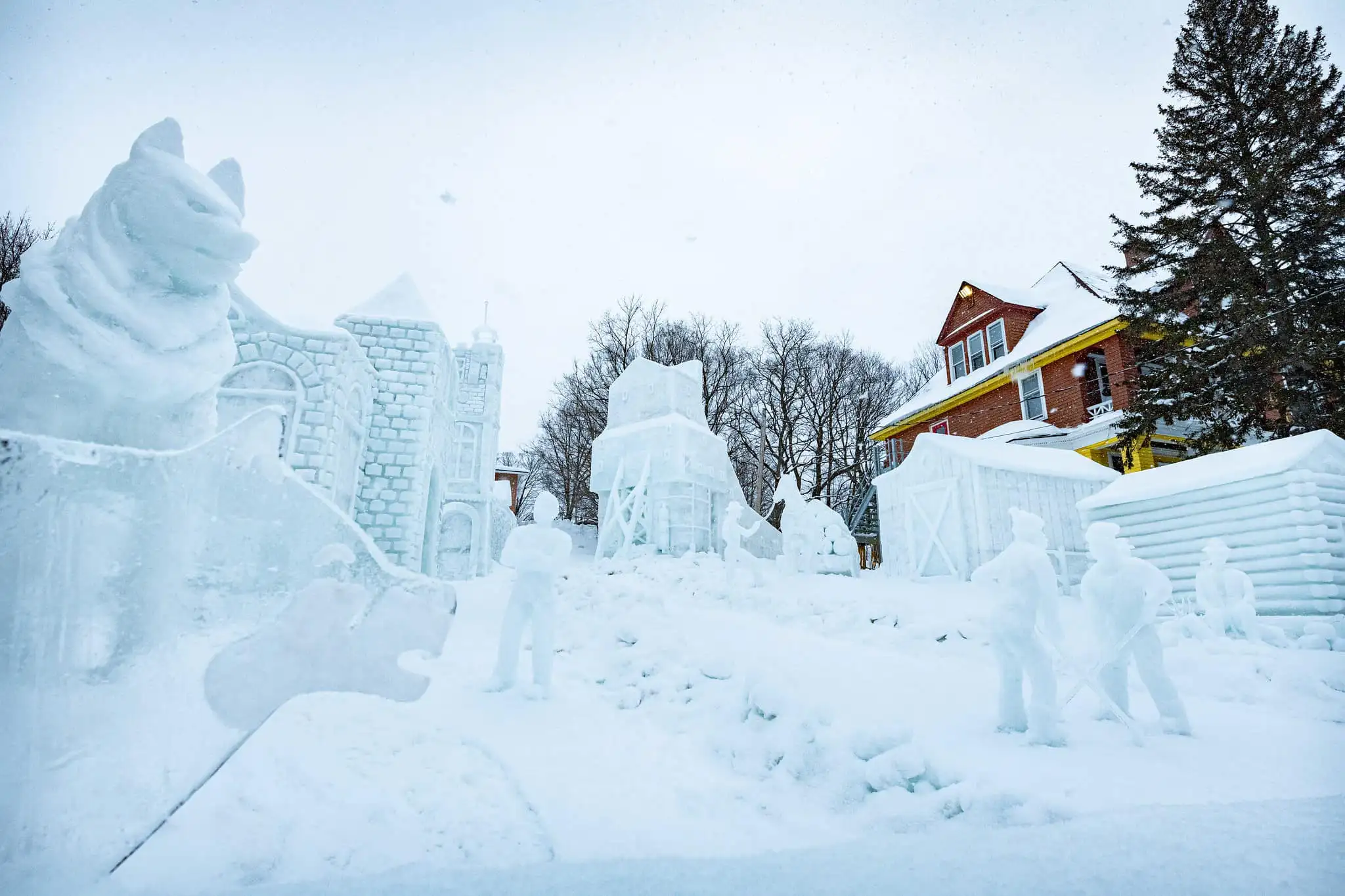 Michigan Tech Winter Carnival snow sculptures in Houghton, Upper Peninsula